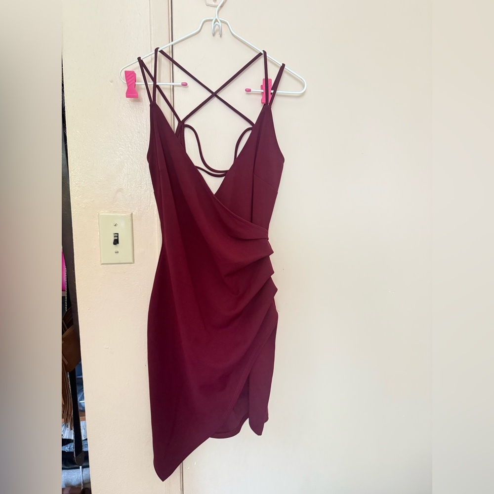 Burgundy Spaghetti Strap Dress